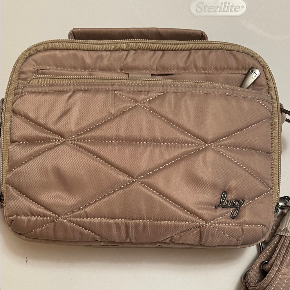 Lug Quilted Tan Crossbody Bag